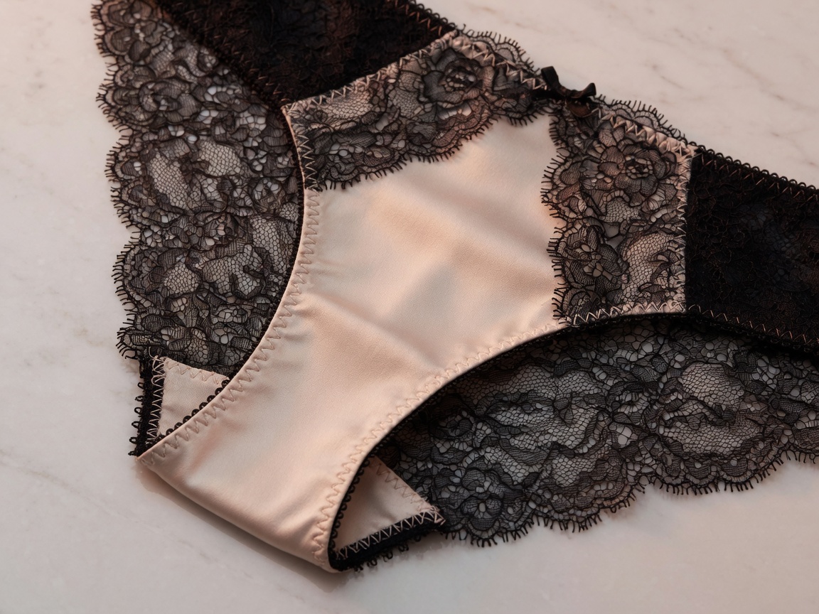 Luxury panty gusset sewn from converted fiber